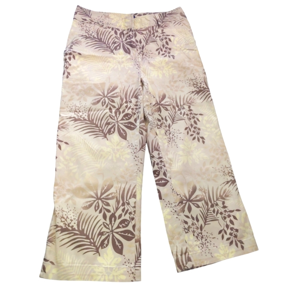 Basic Editions Leaf Print Pants Size 8